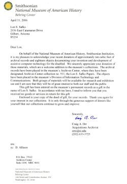 37 Smithsonian Letter